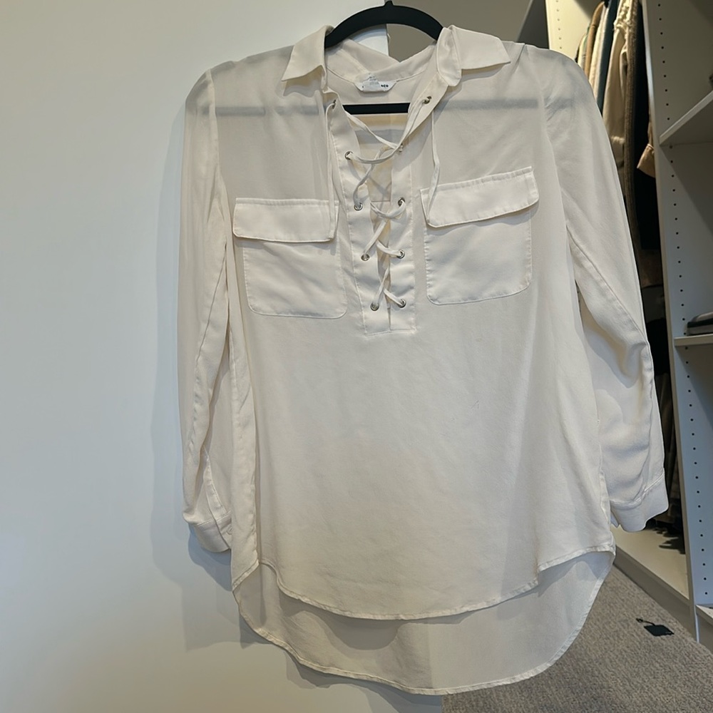 Club Monaco Long Sleeve Lace Up Blouse